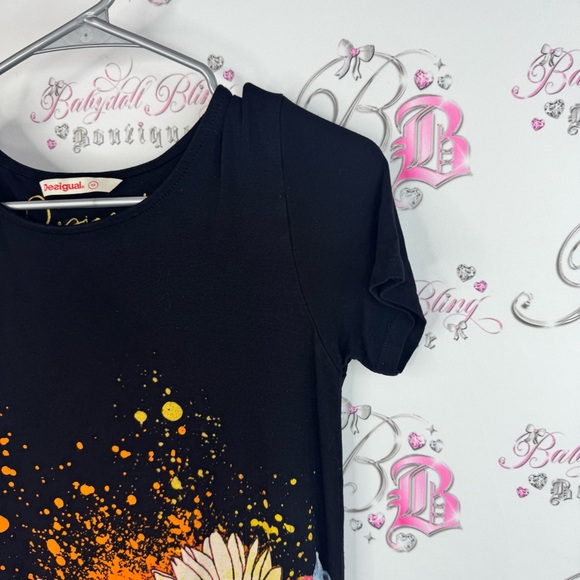 Desigual dress flowers bee π embroidered Black Floral Midi Dress - Picture 4 of 8